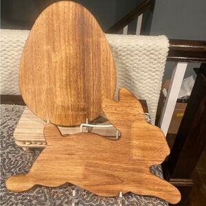 Wood Bunny & Egg Decor - Natural Wood Finish